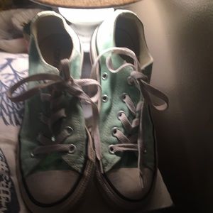 Converse Mint Green All Star sneakers, size 6, some wear.